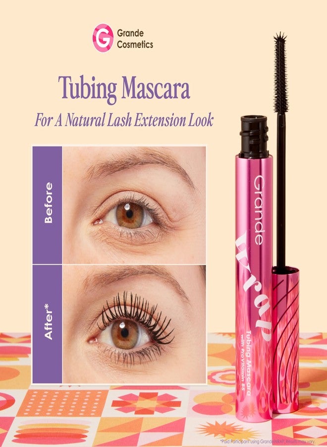 Grande Cosmetics GrandeWRAP Tubing Mascara - Buildable Volume & Length, Lifts, Curls & Separates Lashes, Anti-Smudge, Lightweight, Flake-Free, All Day Wear, Easy Removal, ProVitamin B5 Infused - Black - Image 2